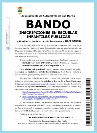 KépINSCRIPCIONES EN ESCUELAS INFANTILES PÚBLICAS
